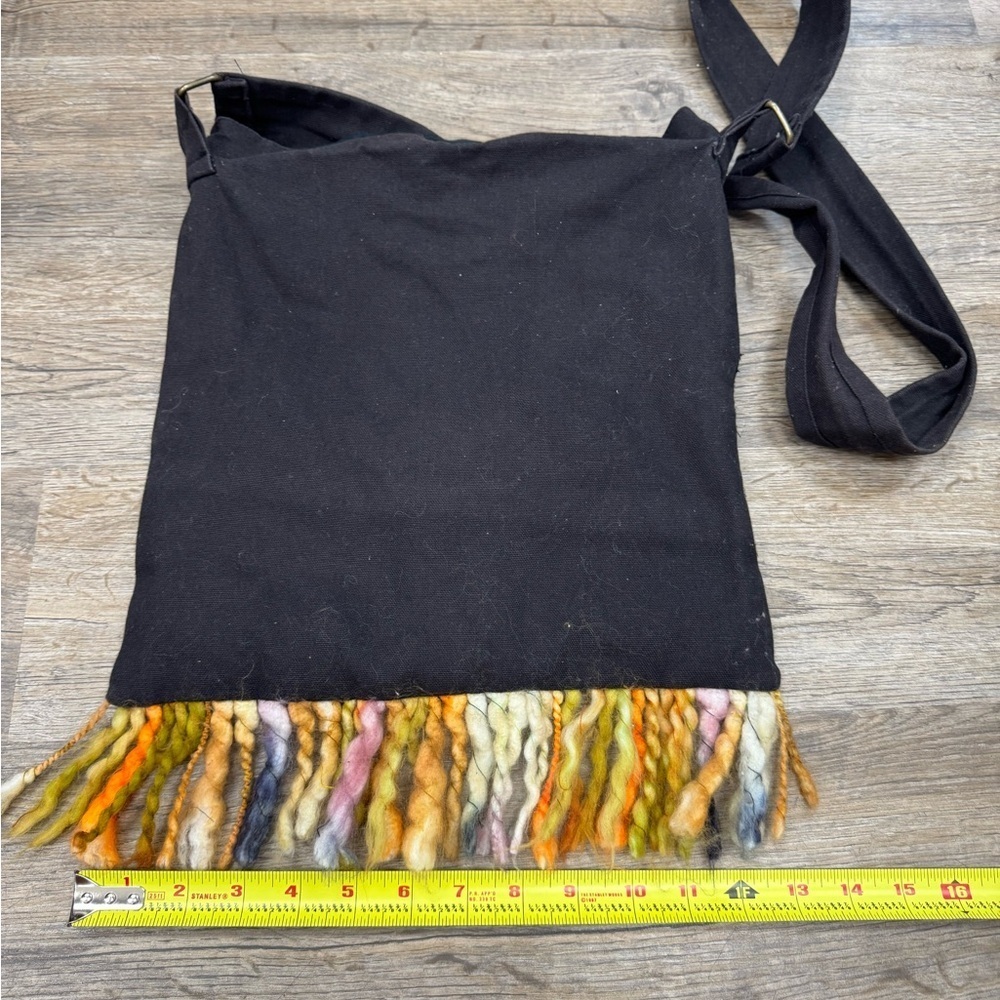 Piara Floral Embroidered Black Shoulder Bag - Picture 2 of 2
